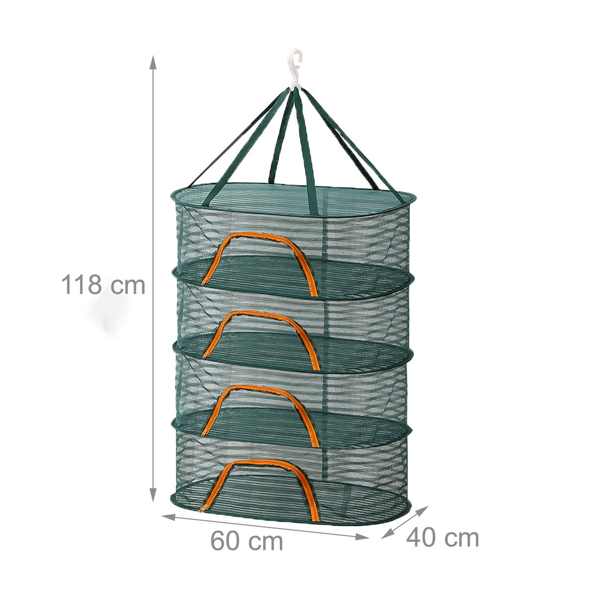 TROCKENNETZ - Dunkelgrün, Kunststoff/Textil (60/118/40cm) - Relaxdays
