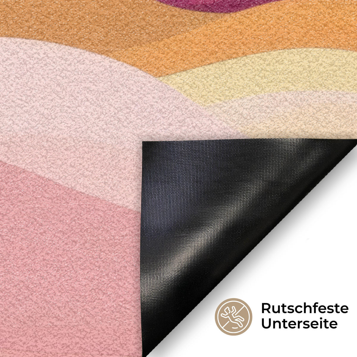 FUSSMATTE Berge - Abstrakt - Sonnenstrahlen - Rosa Sauberlaufmatte 60x40 cm - Rosa, Kunststoff (60/40cm) - MuchoWow