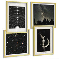 BILDER SET 4er Set - 50x50 cm & 40x60 cm Goldrahmen - Galaxie im Sonnensystem - Goldfarben, Kunststoff (50/50cm) - TULUP