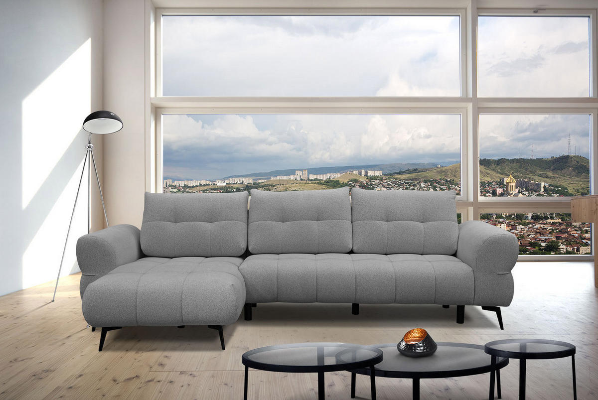 ECKSOFA SALVINI 4-Sitzer, grau - Schwarz/Grau, Holzwerkstoff/Textil (158/292cm) - Courtois Laville