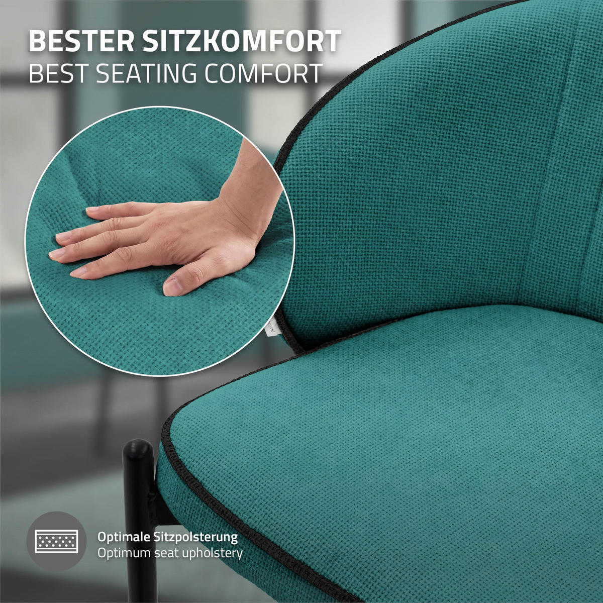 JÍDELNÍ ŽIDLE, sada 4 ks, petrolejová - černá/petrolejová, kov/textil (60/75/59cm) - ML-DESIGN