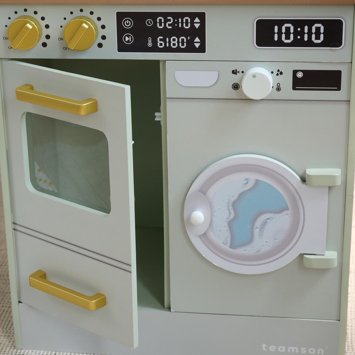 KINDERKÜCHE Spielküche, Grun, 79cm - Grün, Holzwerkstoff (51/31/79cm) - Teamson Kids