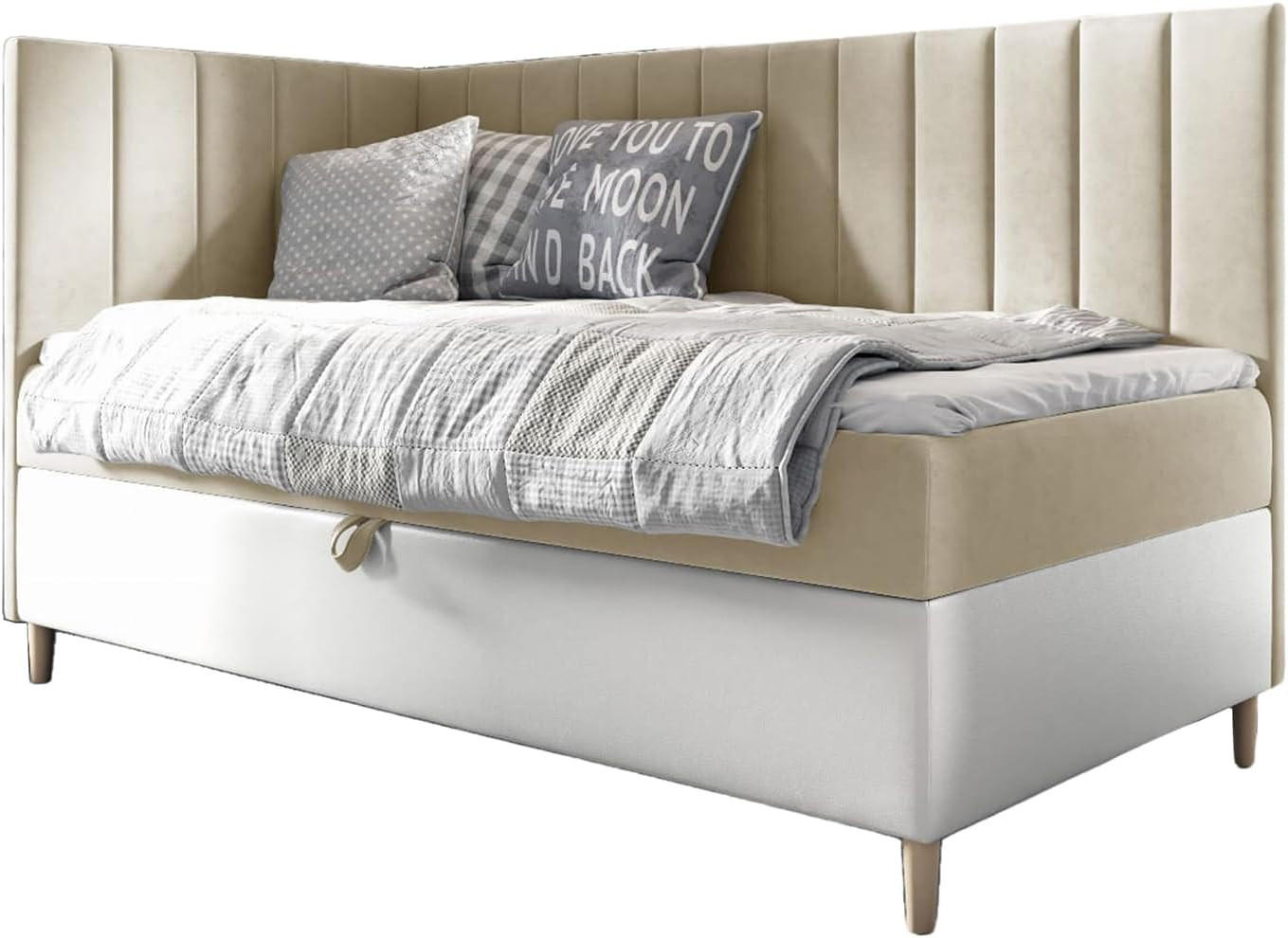 Meblini Kinderbett Beige, Weiß 106x208 cm