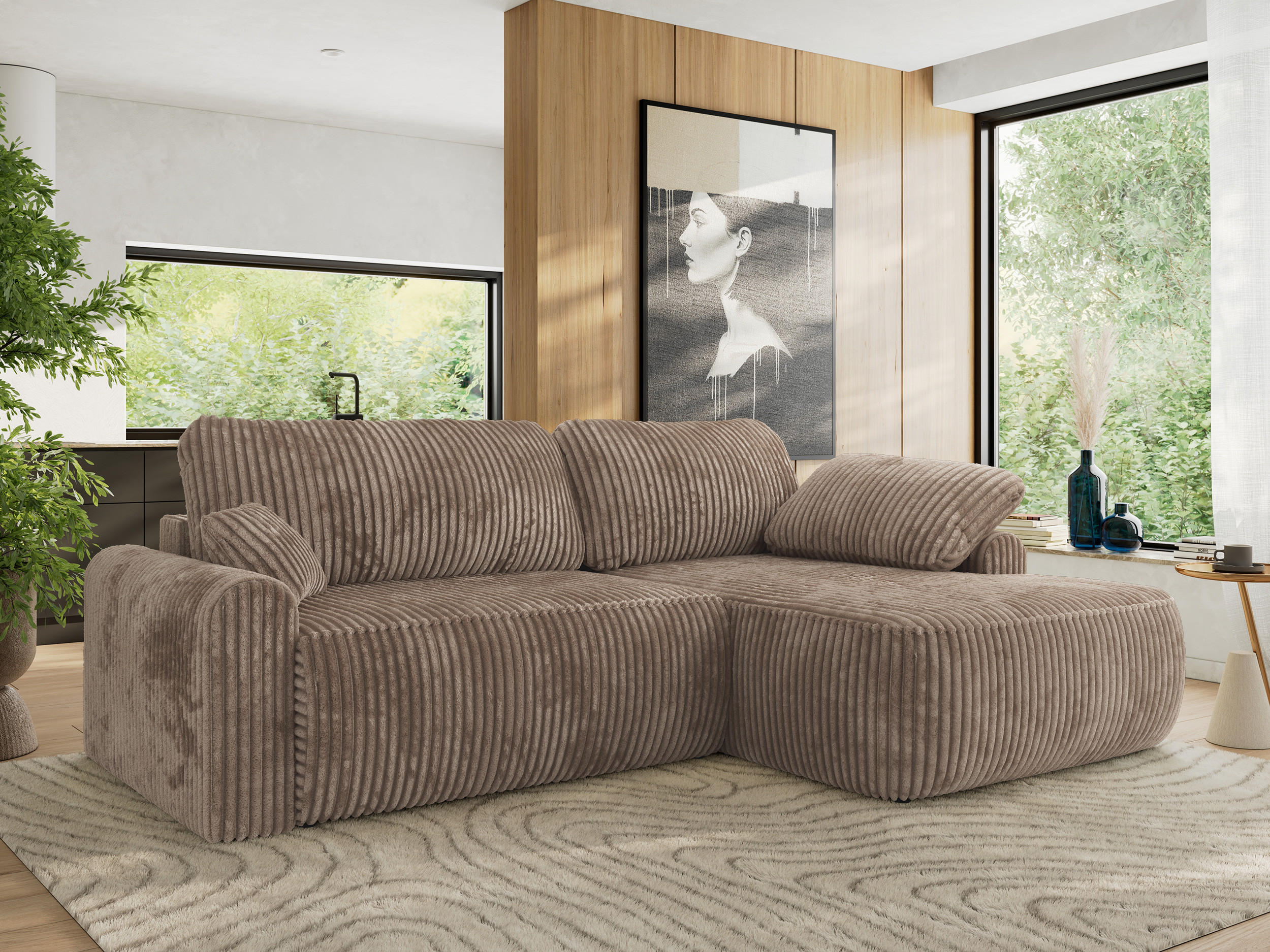 ECKSCHLAFSOFA CUBO L Braun Cord - rechts - Schwarz/Braun, Kunststoff/Textil (187/273cm) - MKS