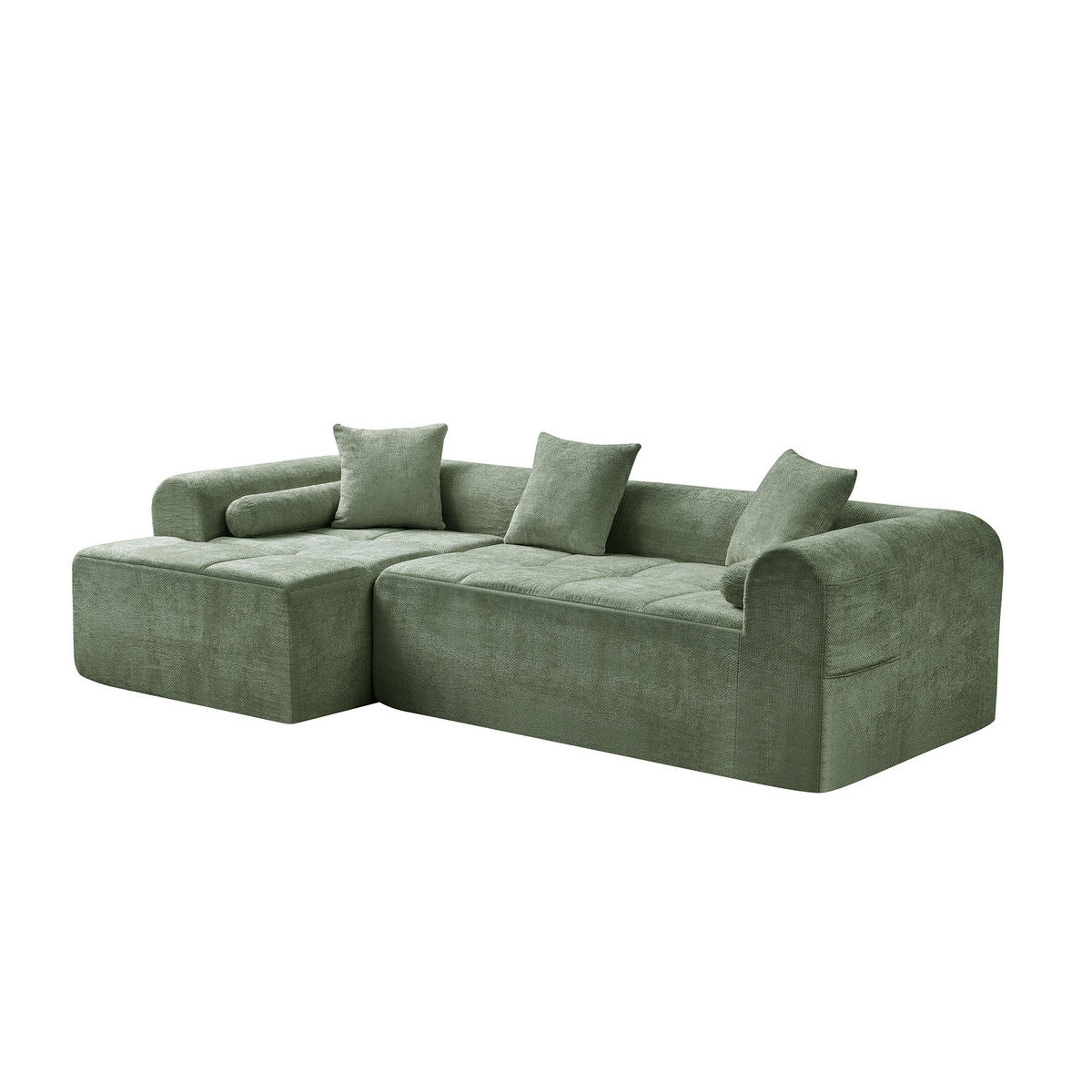ECKSOFA 263/132.5/68 cm Grün Chenille - Grün, Textil (263/132.5cm) - Oxeza