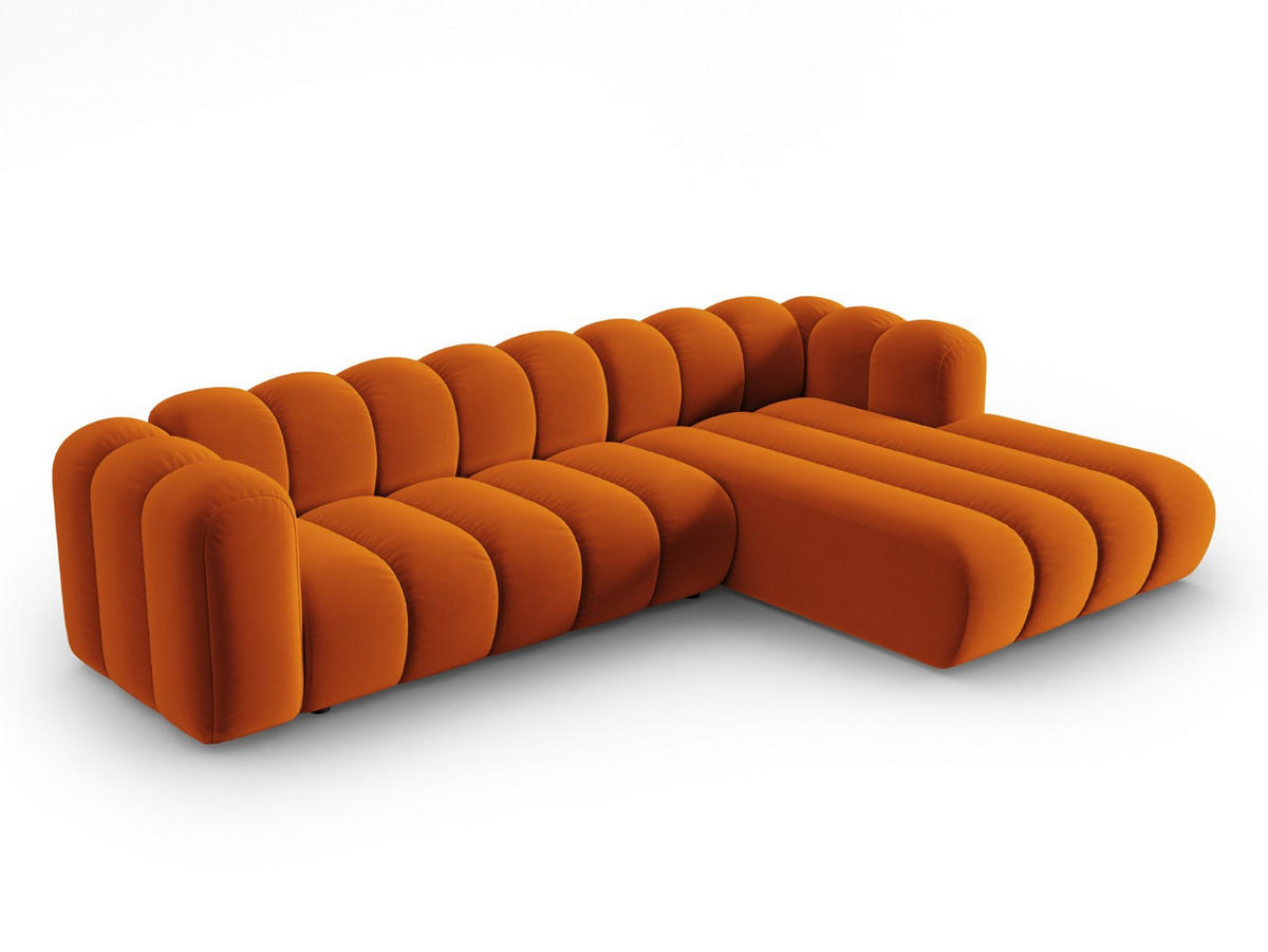 ECKSOFA modular rechts Lupine aus Samt terrakotta 4 Sitzplätze - Terra cotta, Textil (177/290cm) - Micadoni