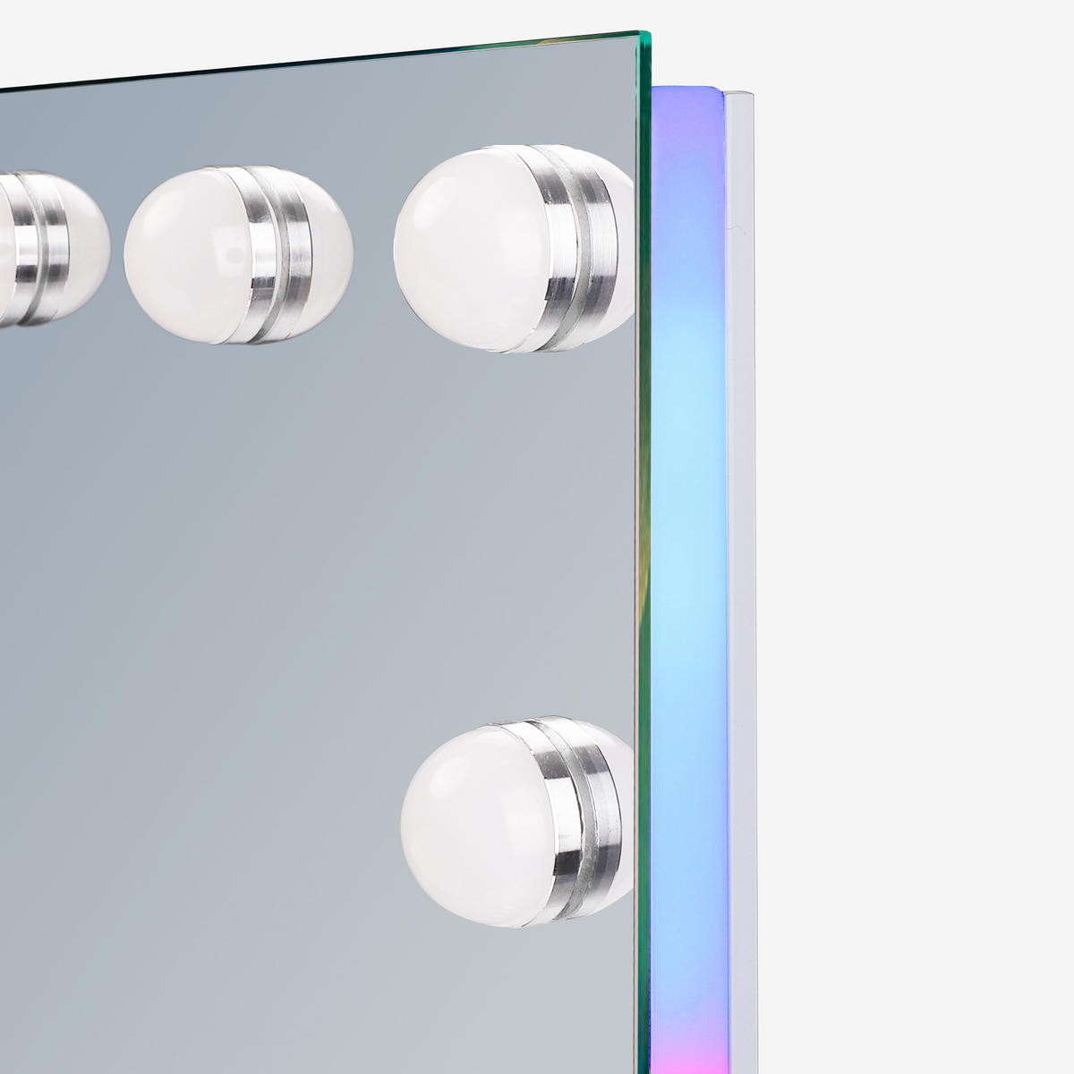 SCHMINKSPIEGEL mit LED-Beleuchtung und RGB-Hintergrundbeleuchtung weiß 80/58 cm - Weiß, Metall (80/58/3cm) - VANITII