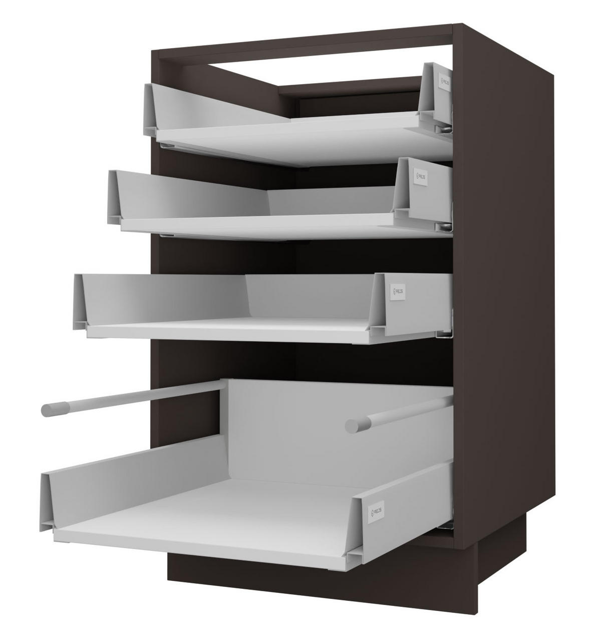 SCHUBLADENUNTERSCHRANK Brerra D4R/40 Korpus lava / Front RAL 3002 karminrot Hochglanz 40 / 50 / 82 cm - Dunkelgrau/Rot, Holz/Holzwerkstoff (40/82/50cm) - Feldmann-Wohnen