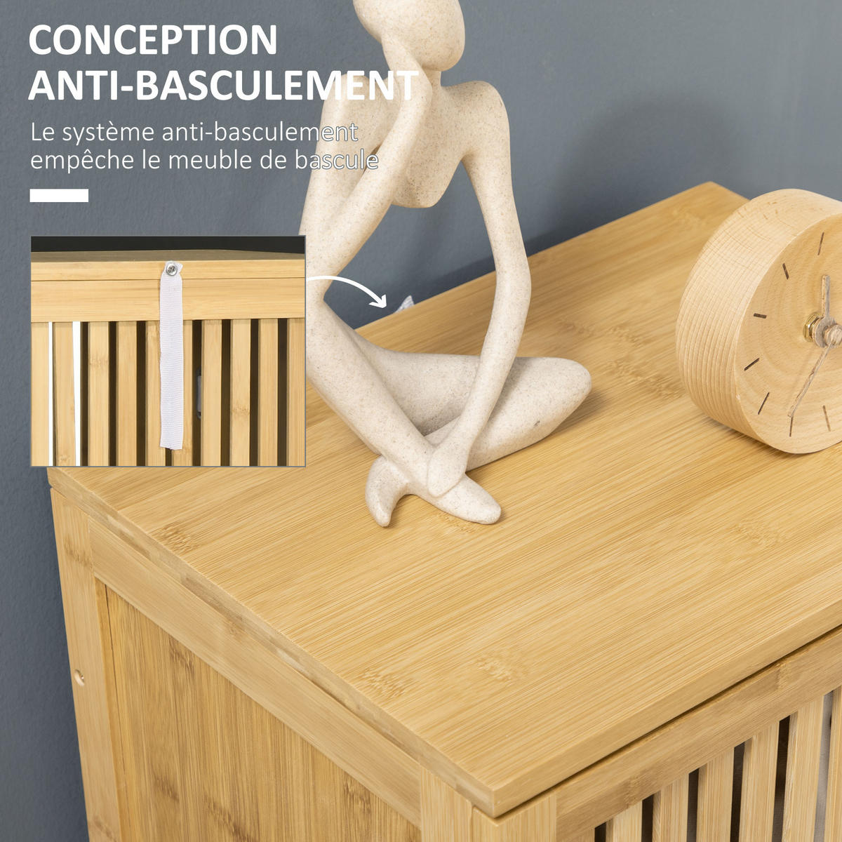 BADREGAL DE-12368 mit lamellentür 40/30/140 cm Naturholz - Naturfarben, Naturmaterialien (30/140/40cm) - ComfortXL