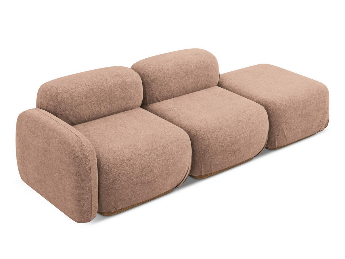 3-SITZER SOFA Bouclé Stoff Pink - Pink/Hellrosa, Holz/Textil (258/73/95cm) - Makamii