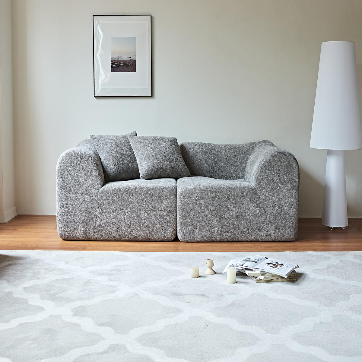 SOFA 2-Sitzer kompakt 193 x 87 x 67 cm Samt Grau - Grau, Holzwerkstoff (194.1/67/87cm) - Meubliv