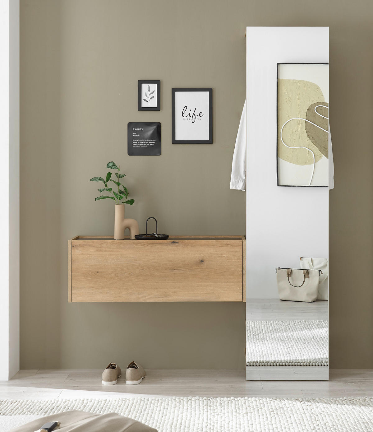 HÄNGESCHRANK Evoke Eiche, grau 100 cm, Flurschrank hängend - Eichefarben/Grau, Holzwerkstoff/Metall (100/35/30cm) - Furn.Design