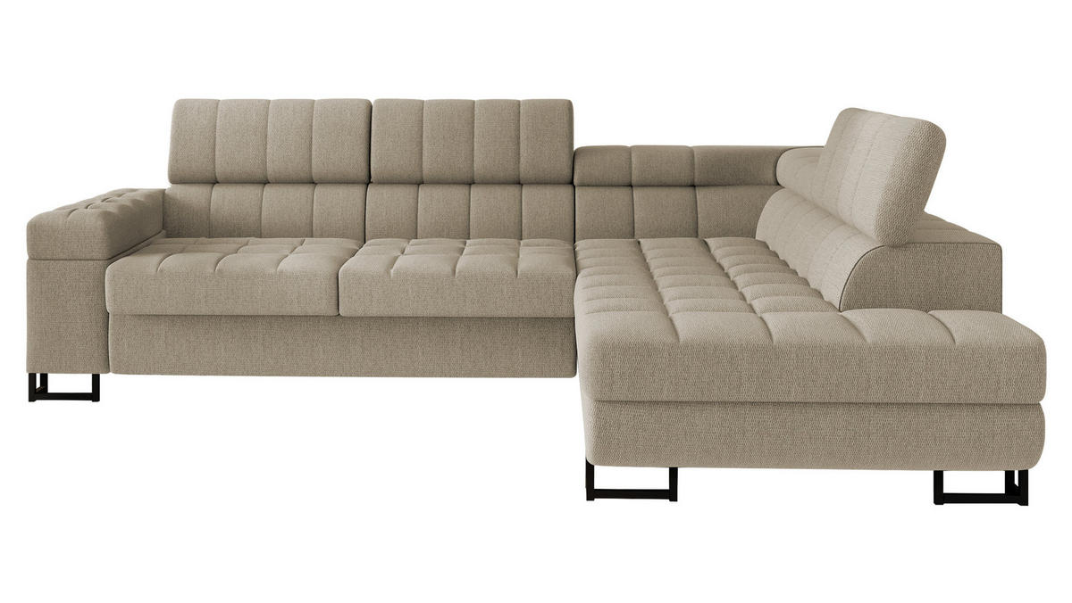 ECKSOFA Laris, Seite: Rechts - Schwarz/Naturfarben, Holz/Textil (271/203cm) - MIRJAN24