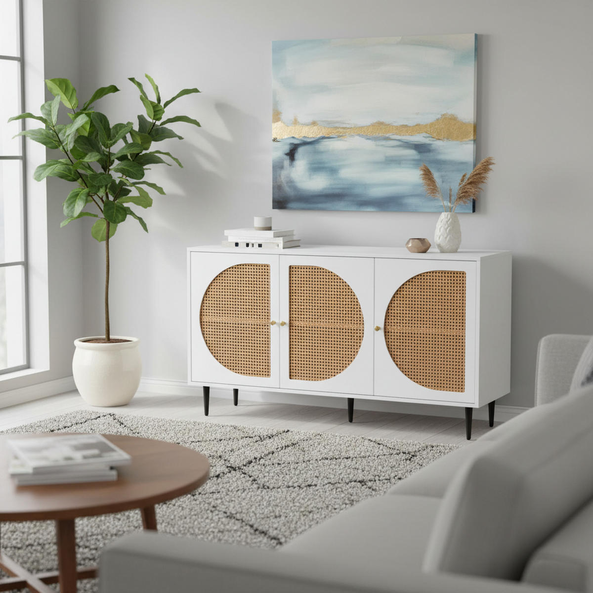 SIDEBOARD Weiß 129,8/40/76 cm - Weiß, Holzwerkstoff/Metall (40/76/129.8cm) - Urban Meuble