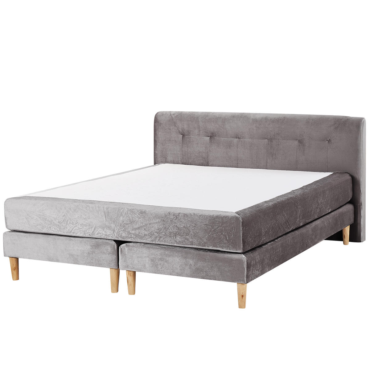 BOXSPRINGBETT 160/200cm Grau Marquise - Grau, Textil (160/200cm) - Beliani