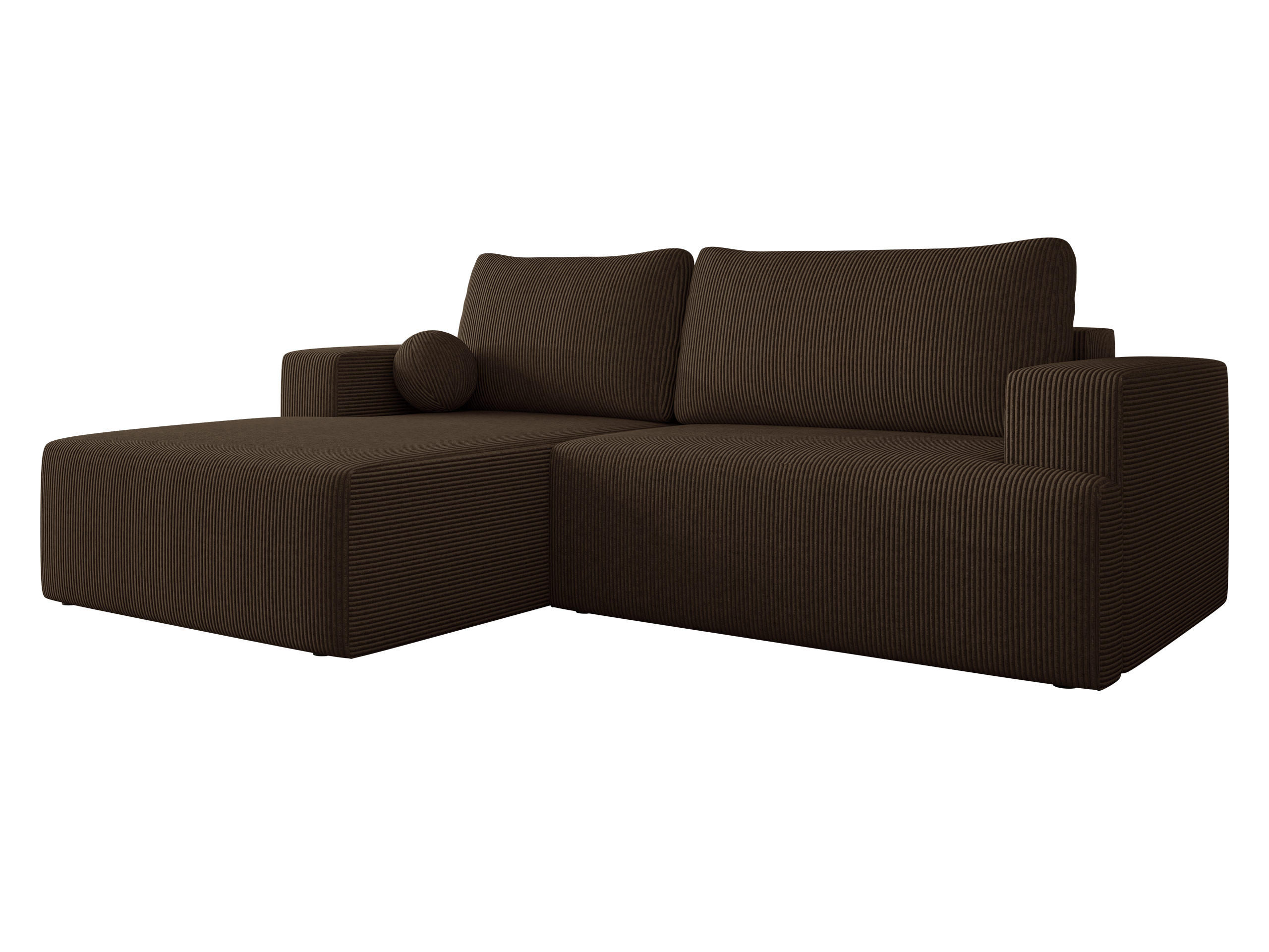 ECKSOFA Mivo Cord, Seite: Links - Schwarz/Braun, Holz/Kunststoff (266/163cm) - MIRJAN24