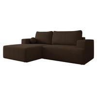 ECKSOFA Mivo Cord, Seite: Links - Schwarz/Braun, Holz/Kunststoff (266/163cm) - MIRJAN24