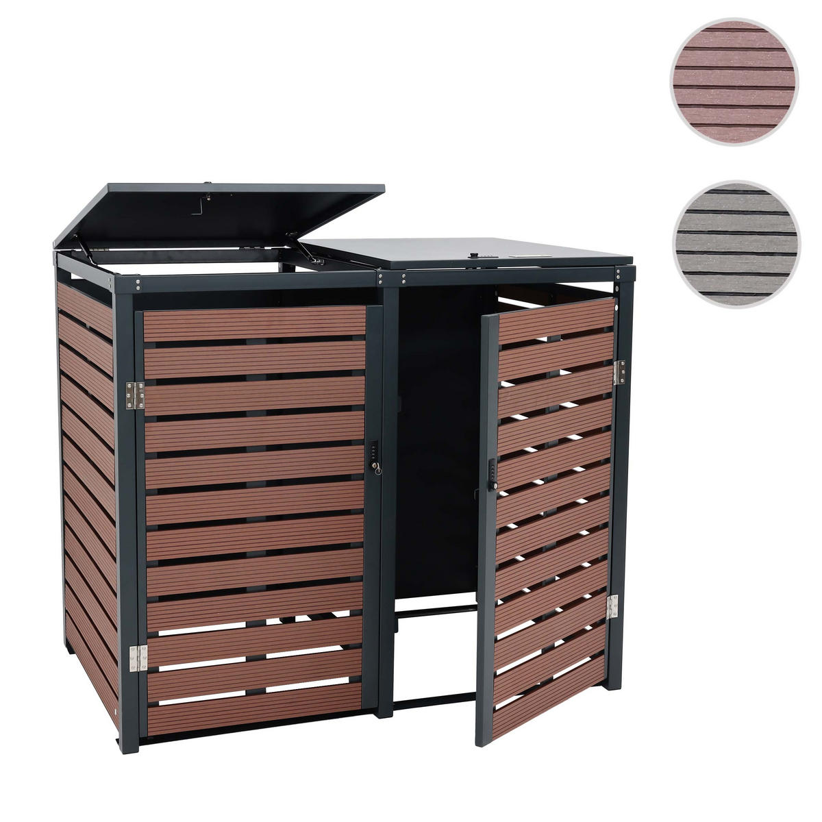 2ER-/4ER-MÜLLTONNENVERKLEIDUNG Walnuss Dekor - Walnussfarben, Metall (140/119/102cm) - MCW