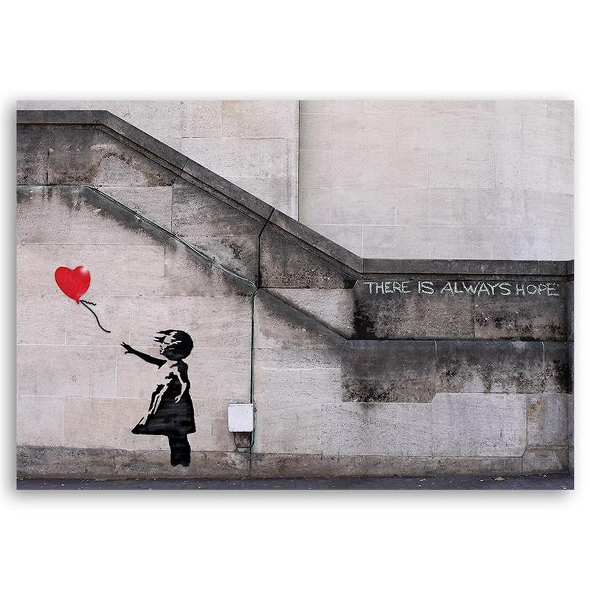 LEINWANDBILD Banksy Fototapete Mädchen mit Luftballon - Grau, Textil (120/80cm) - Feeby
