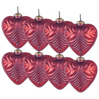 WEIHNACHTSKUGEL 8er Set Glas Rot Feriable - Rot/Goldfarben, Glas (11/13/10cm) - Beliani
