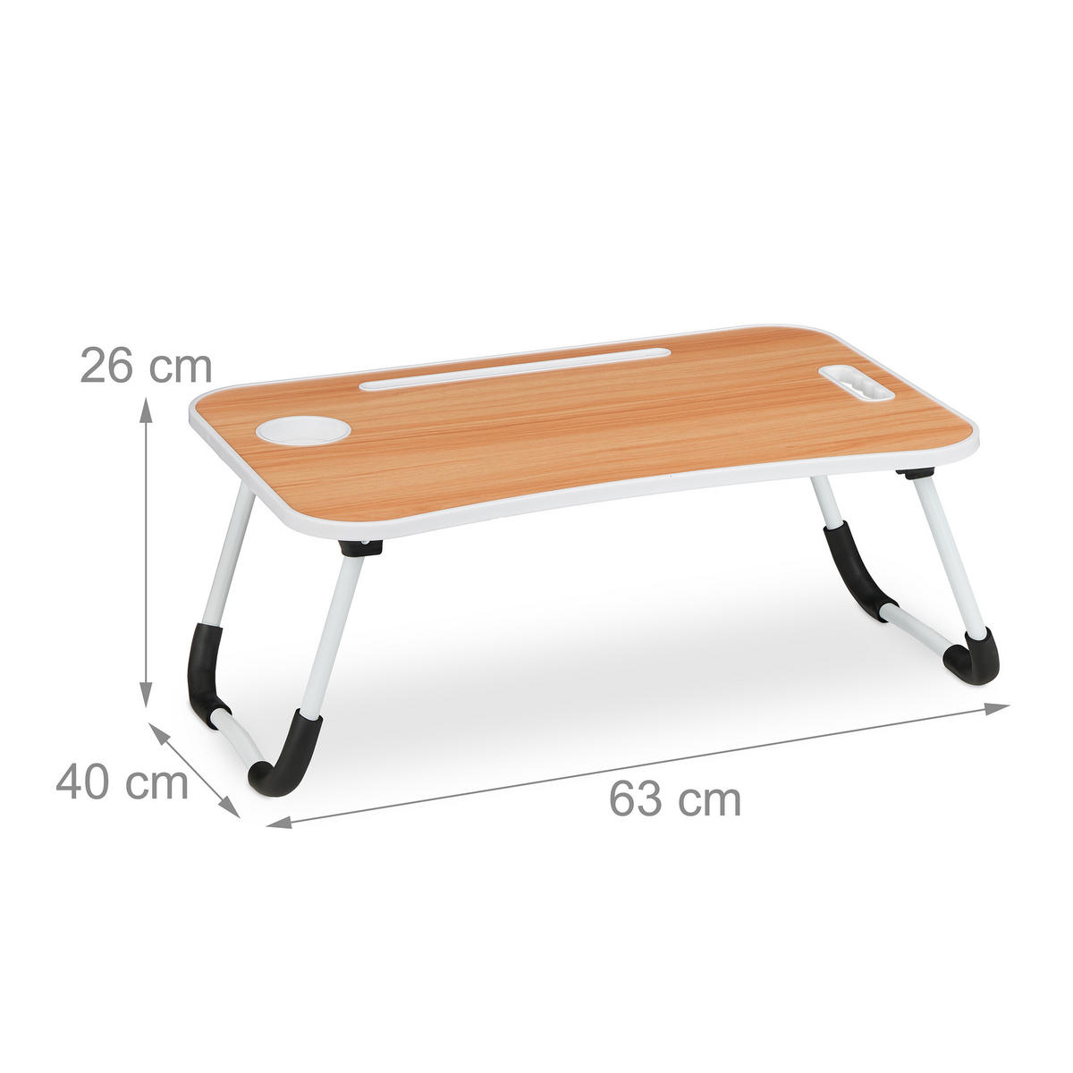 LAPTOPTISCH - Hellbraun, Kunststoff/Metall (40/63/26cm) - Relaxdays