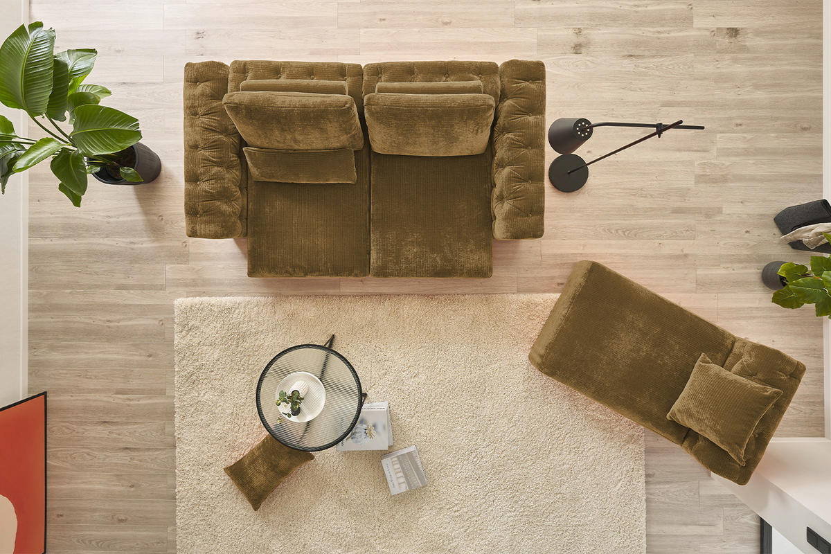 MODULSOFA SEPHI Braun Cord - Dunkelbraun/Schwarz, Kunststoff/Textil (268/62/191cm) - KAWOLA