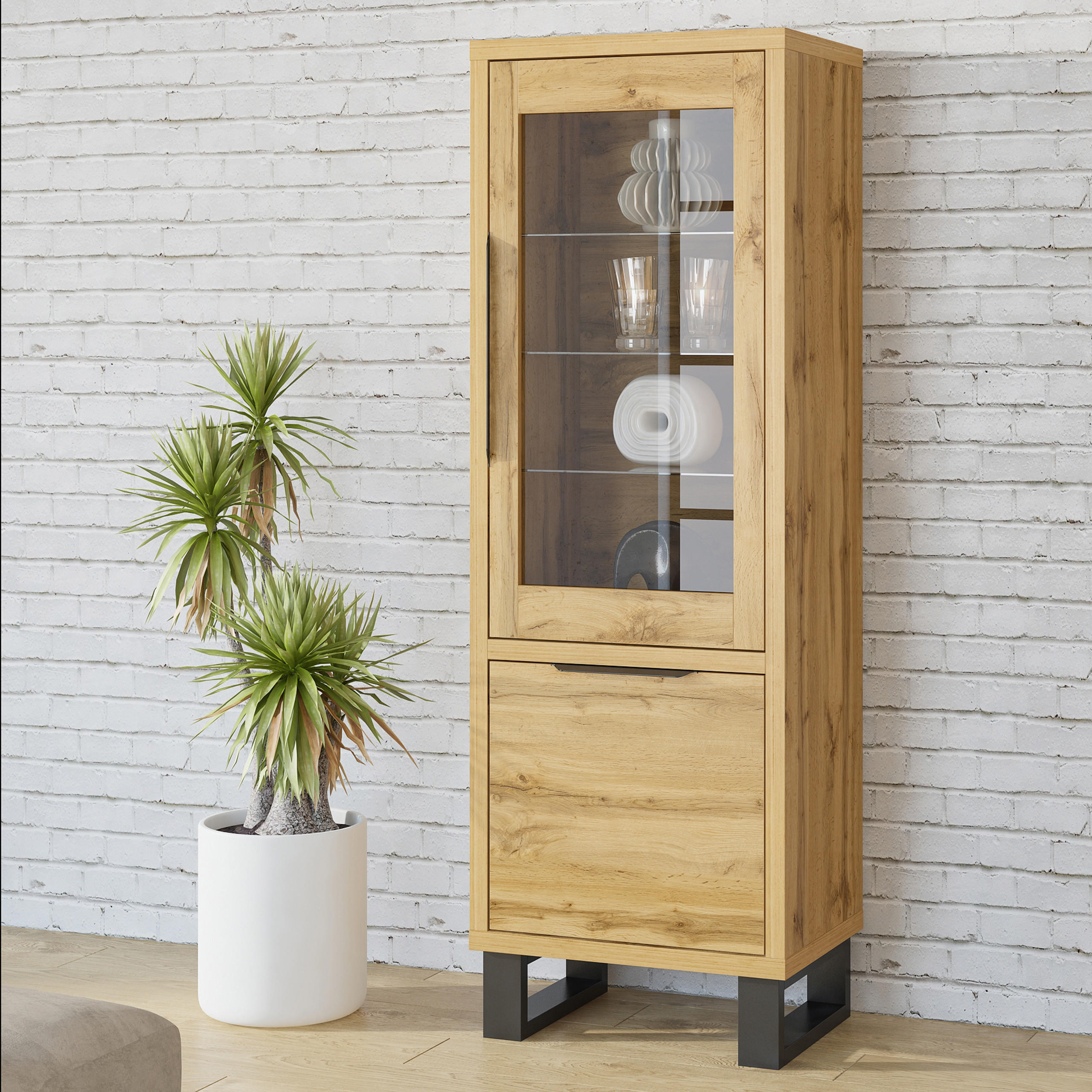 VITRINE in Eiche Wotan, Eiche - Eiche Wotan, Holzwerkstoff (64/190/45cm) - MASSENO