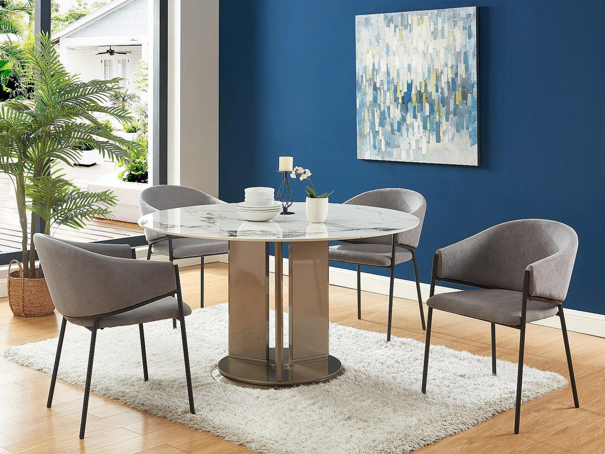 STUHL mit Armlehnen 2er-Set - Stoff & Metall - Grau - ORDIDA - Grau, Textil (61/80/53cm) - Pascal Morabito