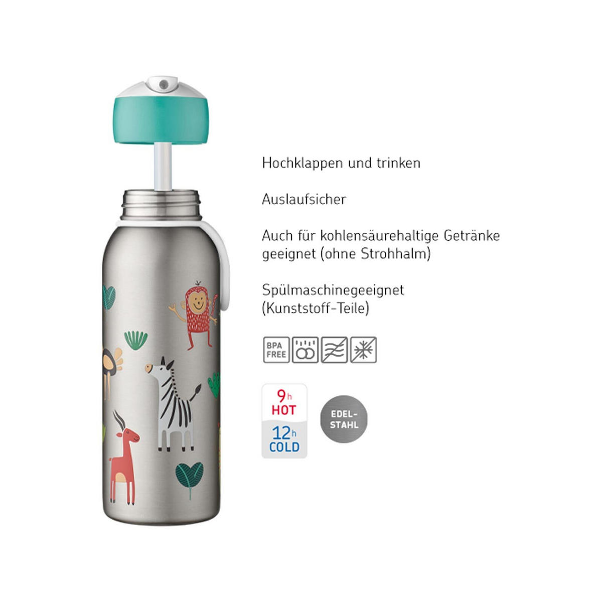 THERMOFLASCHE FLIP-UP Campus Little Farm 350 ml - Grün, Metall (0.35L) - Mepal