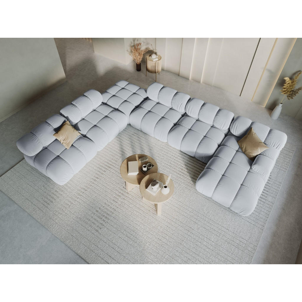 Thumbnail - Micadoni Modulares-Panoramasofa, Hellblau, Textil, 7-Sitzer, U-Form, 282x63x379 cm, Hergestellt in Europa, Oeko-Tex®, Wo...