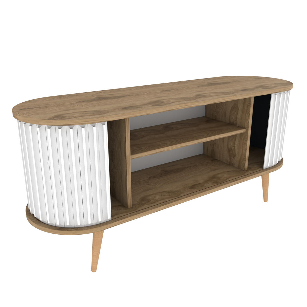 TV-ELEMENT Stor Weiß Braun - Braun/Weiß, Holz/Holzwerkstoff (43/64/140cm) - Decorotika