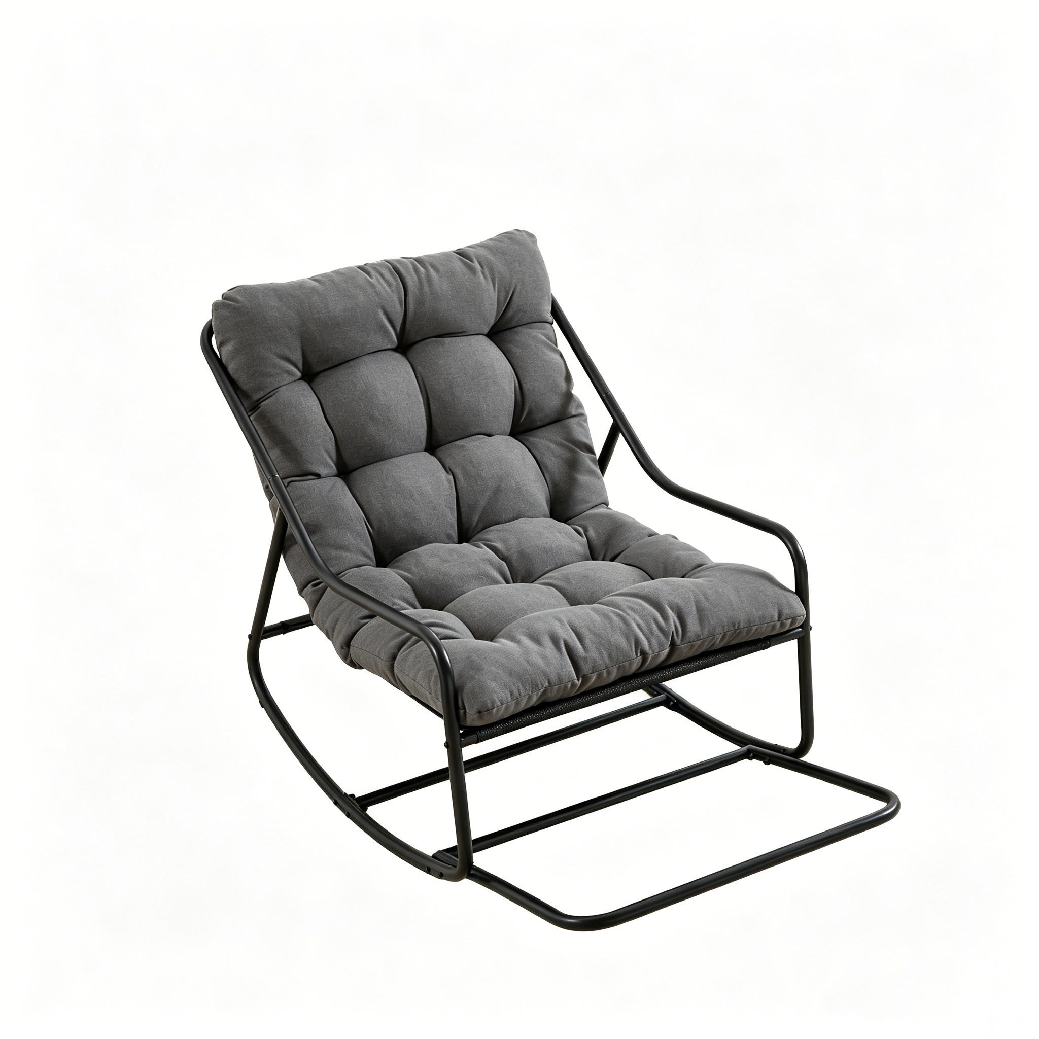 SCHAUKELSTUHL mit Dickem Kissen für Garten Balkon Wohnzimmer - Grau, Metall (75/82/116cm) - PARAFTA HOME