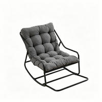 SCHAUKELSTUHL mit Dickem Kissen für Garten Balkon Wohnzimmer - Grau, Metall (75/82/116cm) - PARAFTA HOME
