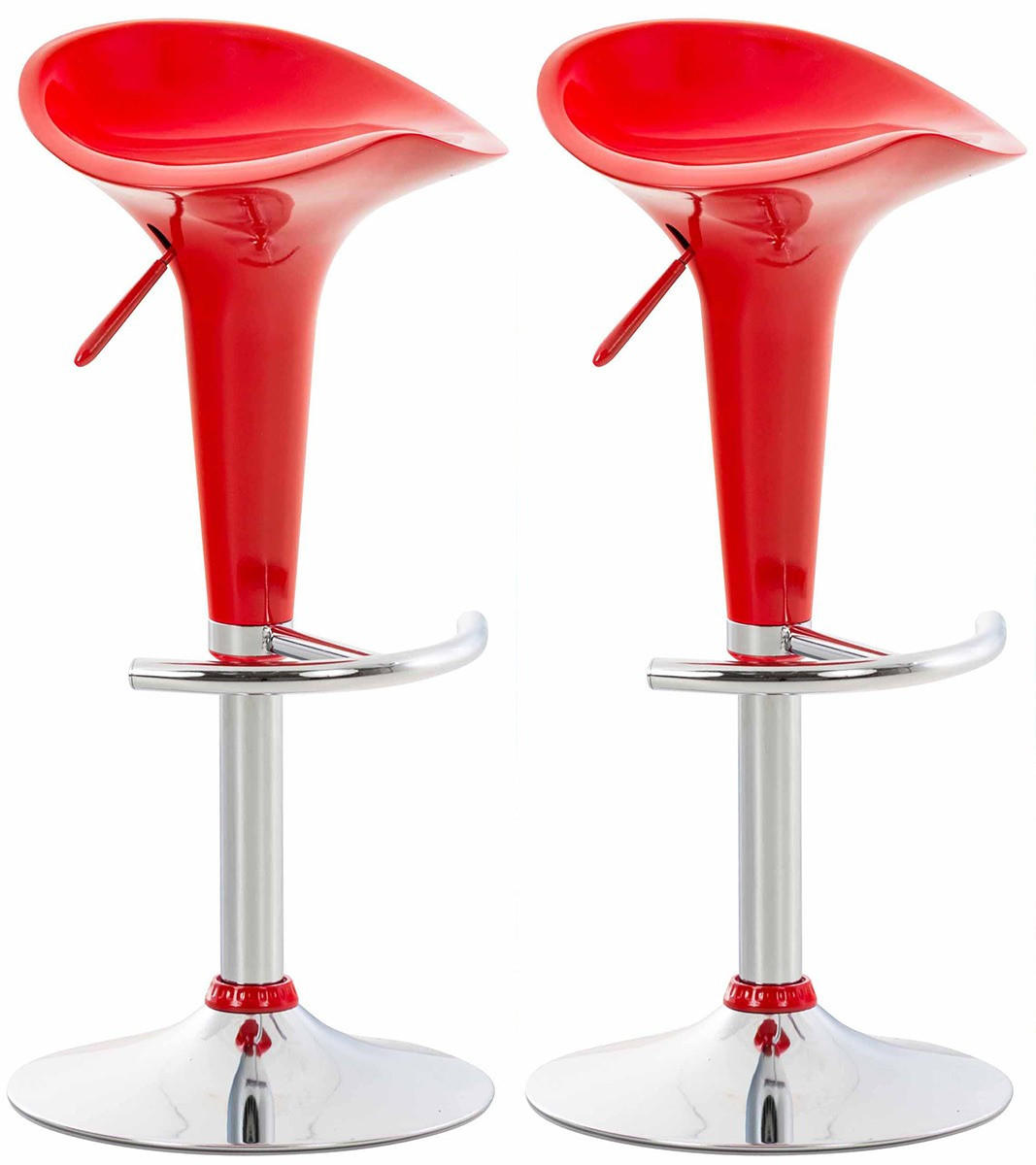 BARHOCKER Saddle 2er Set 37x37x87 cm Rot - Rot, Kunststoff (37/87/37cm) - furnicato