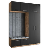 GARDEROBENSCHRANK REMA 180/240/60 cm Modern Garderobe-Set Eiche Lefkas - Eichefarben/Schwarz, Holzwerkstoff (180/240/60cm) - MASSENO