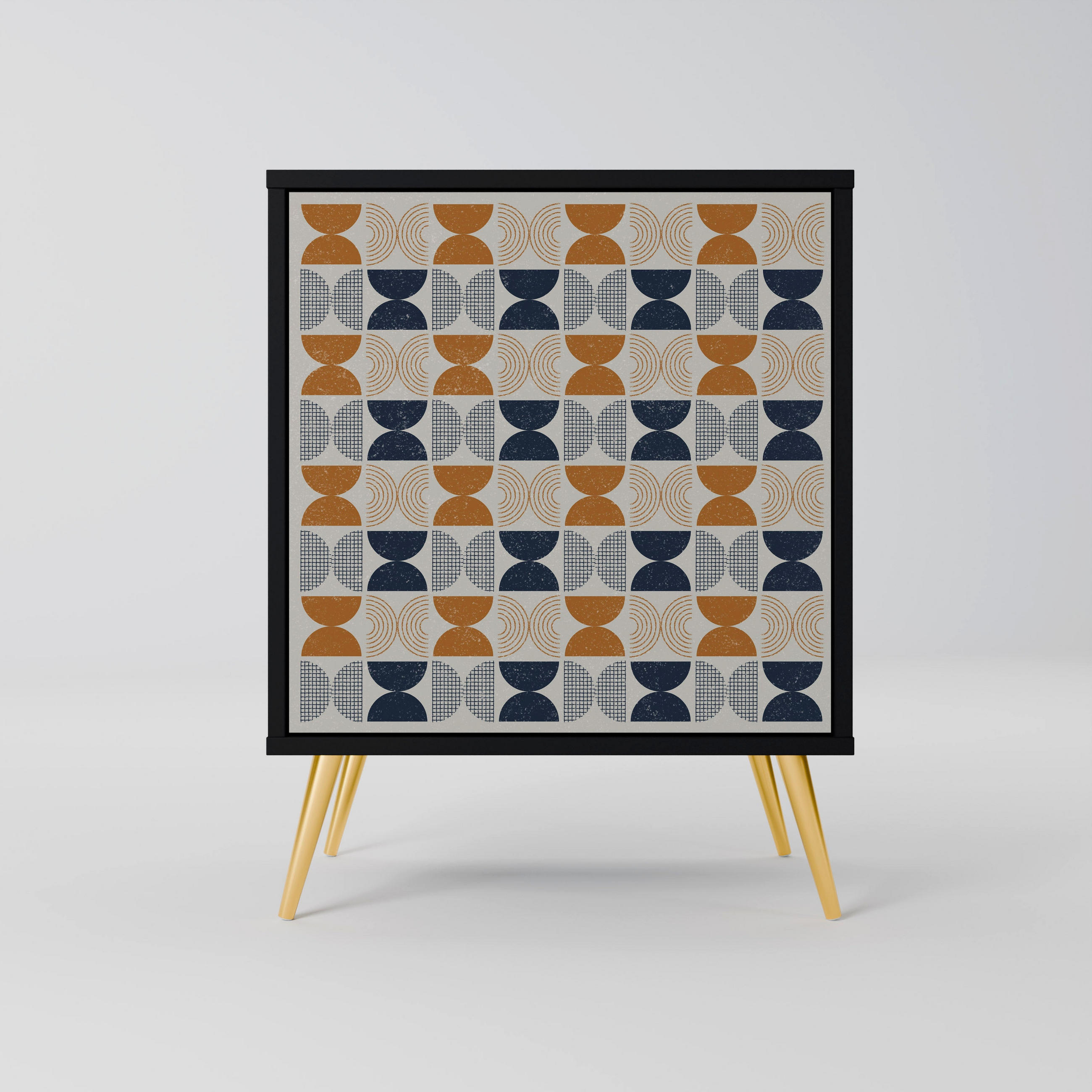 SIDEBOARD REFLECTION RANGE, Schwarz, 57,5x42x75,5 cm, Goldfarbene Metallfüße - Goldfarben/Multicolor, Holzwerkstoff/Metall (57.5/75.5/42cm) - SpaceRebels