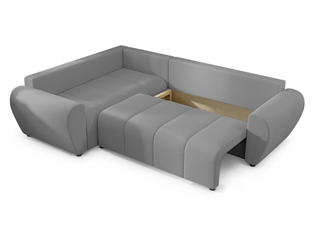 ECKSOFA L Form Malatya MAX Hellgrau 246/145/80 cm stilvolle mit Schlaffunktion L - Hellgrau/Schwarz, Kunststoff/Textil (175/235cm) - AX Living