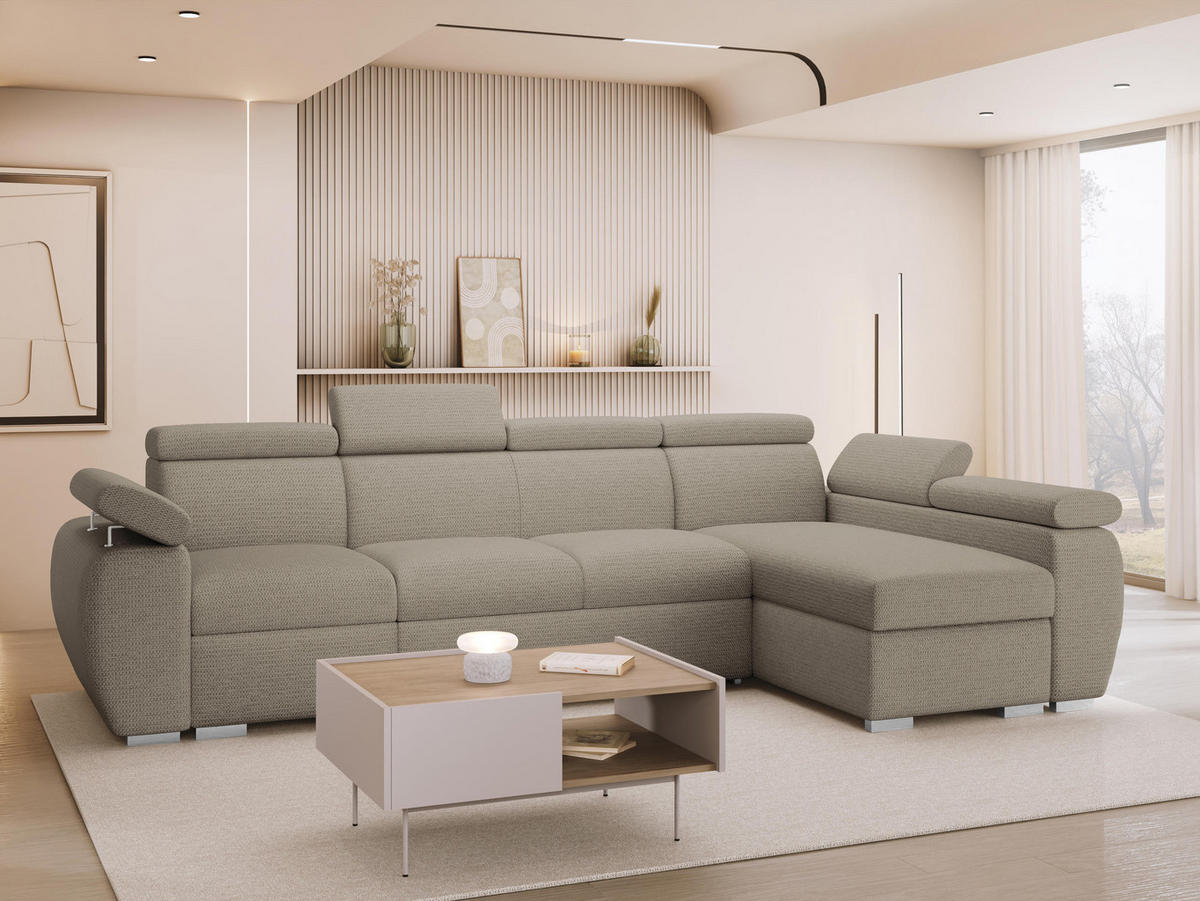 ECKSOFA Boston LCP, Seite: Rechts 1P(65)+2R+LCP - Kaschmir/Silberfarben, Holz/Textil (320/170cm) - MIRJAN24