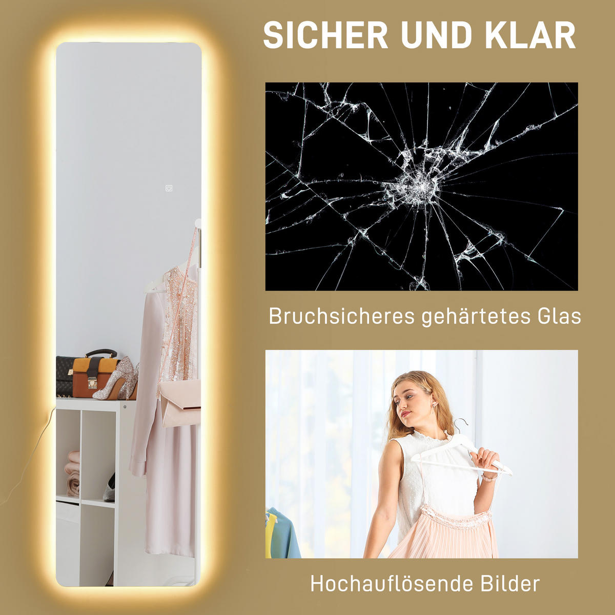 STANDSPIEGEL DE-09871 Silber - Transparent, Glas (40/150/3cm) - ComfortXL