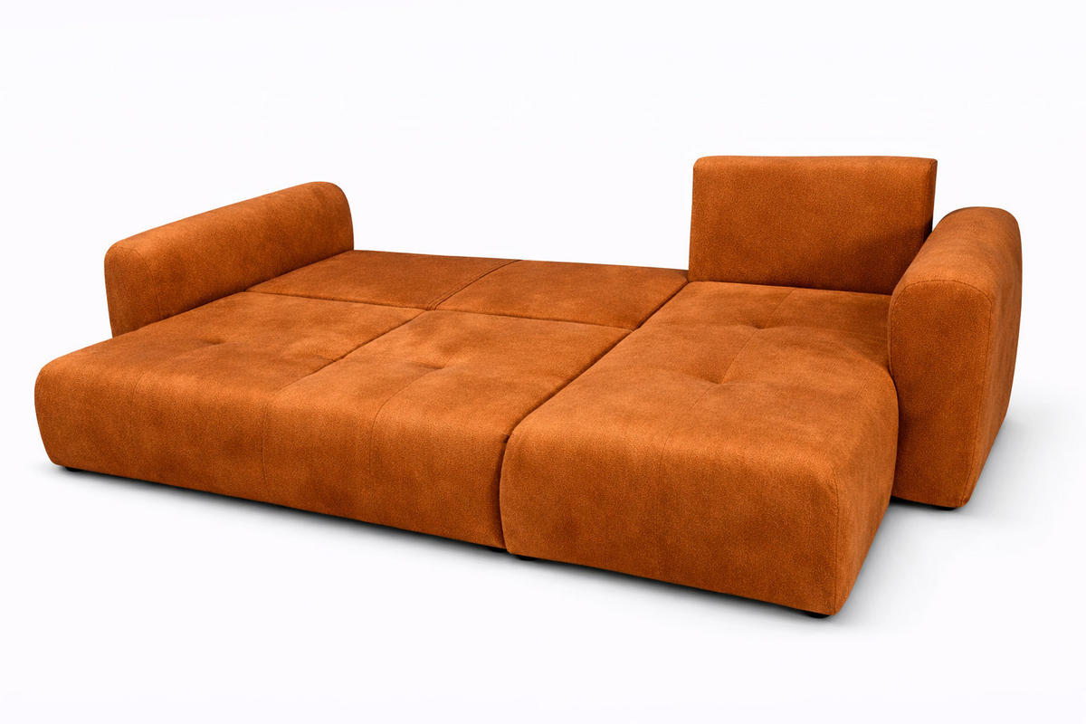 ECKSOFA Mit Schlaffunktion Und Bettkasten, Sofa L-Form Bingo L, Veloursstoff Salvador, Braun, Rechts - Braun, Holz (250/142cm) - Kaiser Möbel