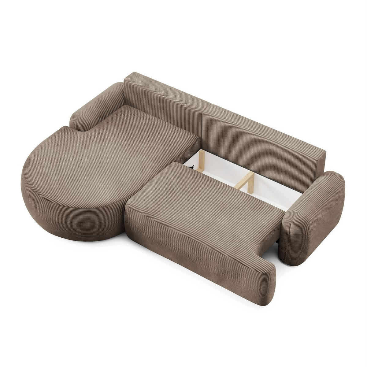 ECKSOFA CLEO II mit Schlaffunktion Version Linke Poso 02 - Cappuccino, Kunststoff (264/172cm) - Lookway