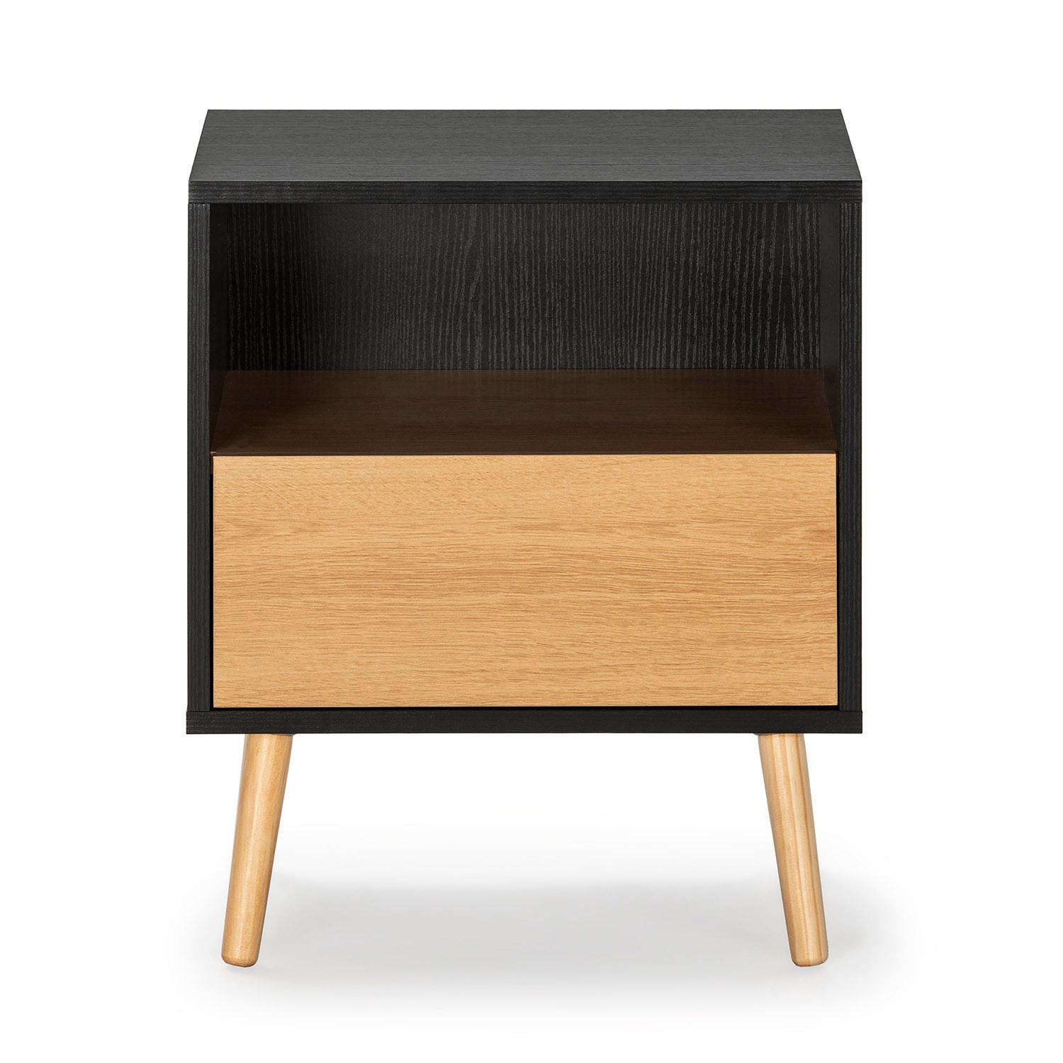 NACHTTISCH Apolo 1 Schublade - Schwarz, Holzwerkstoff (45/52/40cm) - VS Venta-stock