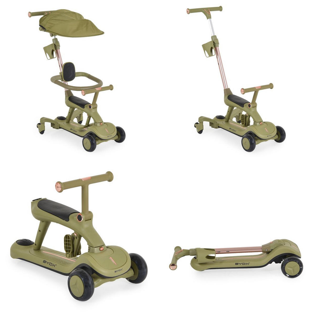 KINDERROLLER Cornet 6 in 1 grün Multifunktionsroller Rutscher Musik Becherhalter - Grün, Metall (73/64/91cm)