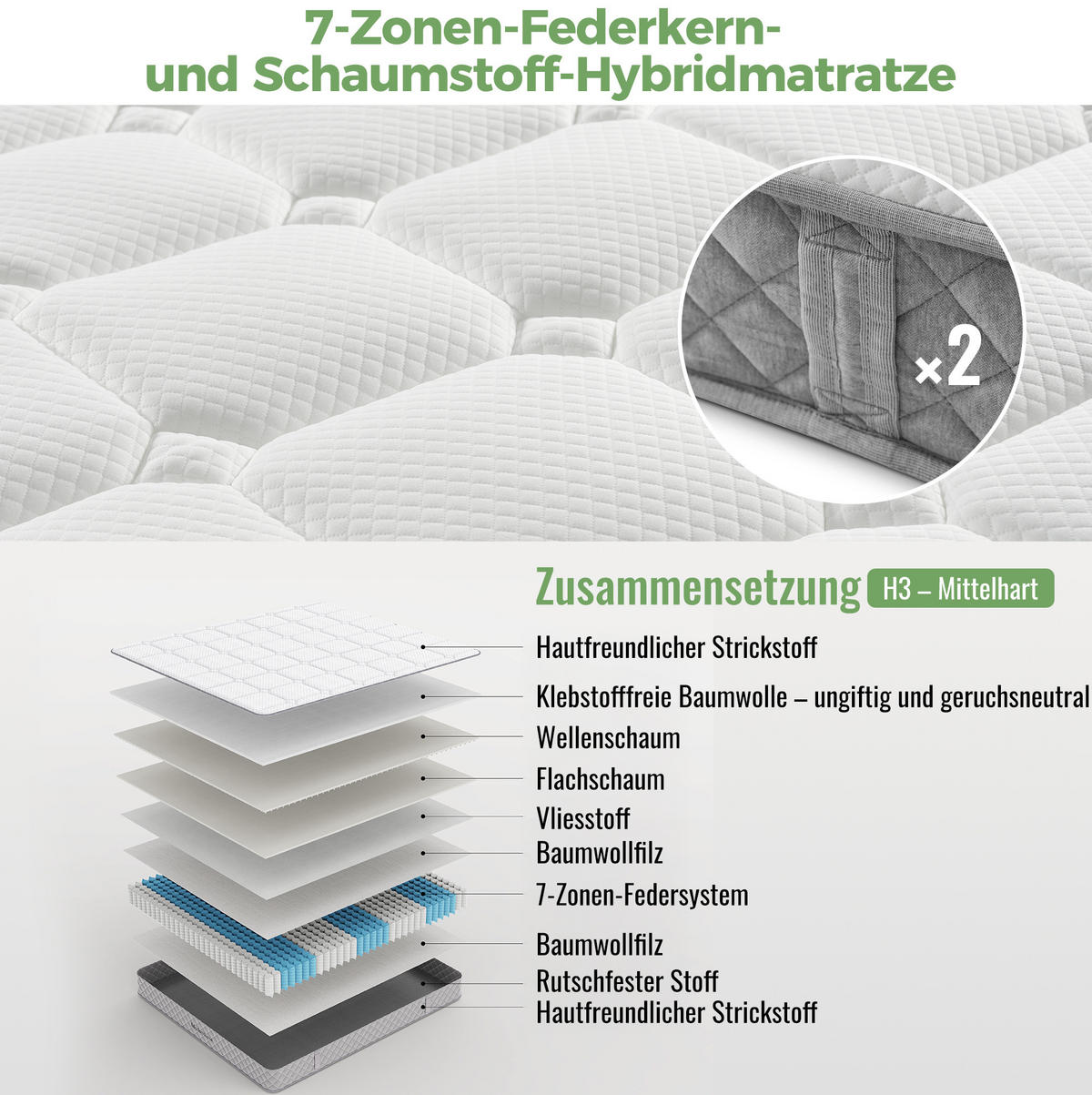 POLSTERBETT 140/200 cm grau aus Massivholz mit Matratze und Lattenrost - Grau, Holzwerkstoff (140/200cm) - OKWISH
