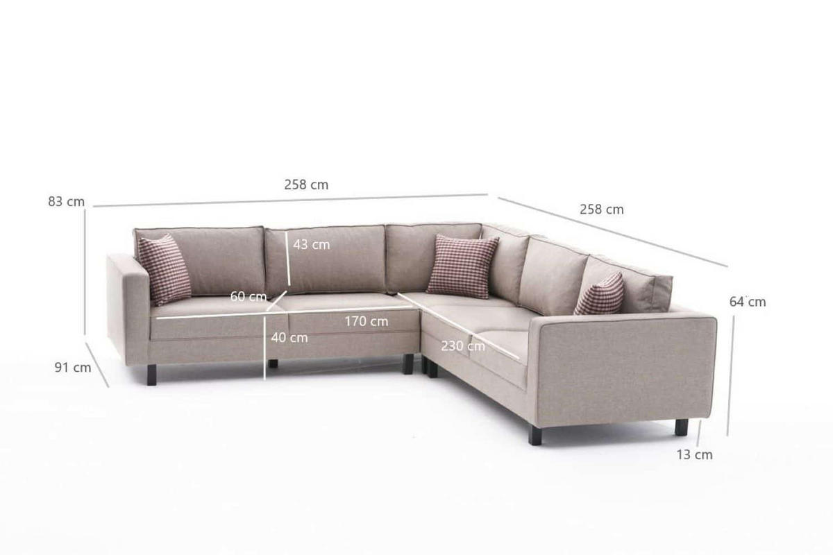 ECKSOFA schlichte Eleganz, lose Rückenkissen - Beige/Creme, Holz/Buchenholz (258/258cm) - myHomelando