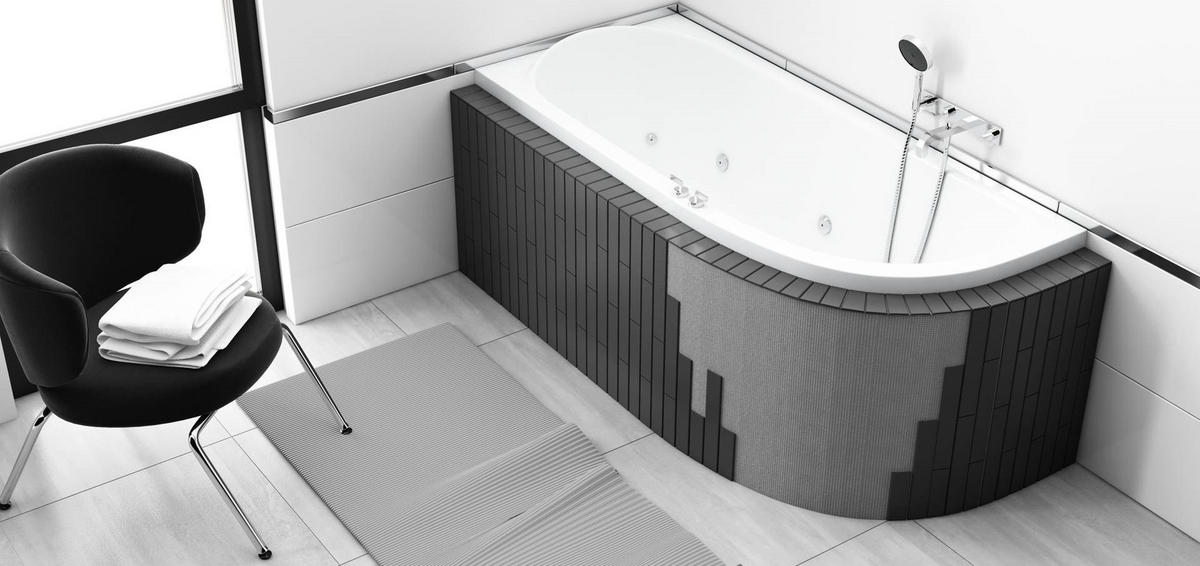BADEWANNE Eckwanne AVITA SLIM 180/80 Links mit Styro Ablage 4cm Ablauf Füße - Weiß, Kunststoff (80/55.5/180cm) - bad land
