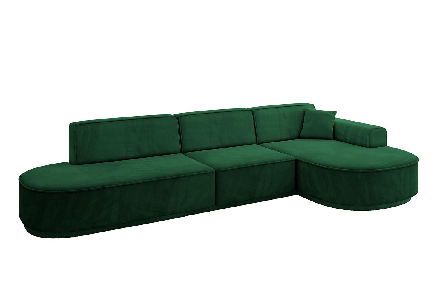 ECKSOFA Ottomane Rechts MARI-L2-v3 - 328x171x83 cm Dunkelgrün Velours - Dunkelgrün/Schwarz, Holzwerkstoff/Kunststoff (171/328cm) - ALTDECOR