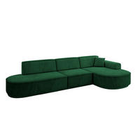 ECKSOFA Ottomane Rechts MARI-L2-v3 - 328x171x83 cm Dunkelgrün Velours - Dunkelgrün/Schwarz, Holzwerkstoff/Kunststoff (171/328cm) - ALTDECOR