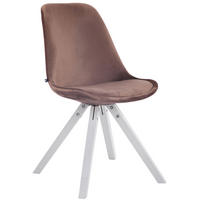 BESUCHERSTUHL Toulon Samt, Gestell Buchenholz Weiß Square Braun - Braun/Weiß, Holz/Buchenholz (48/83/56cm) - TPFLiving