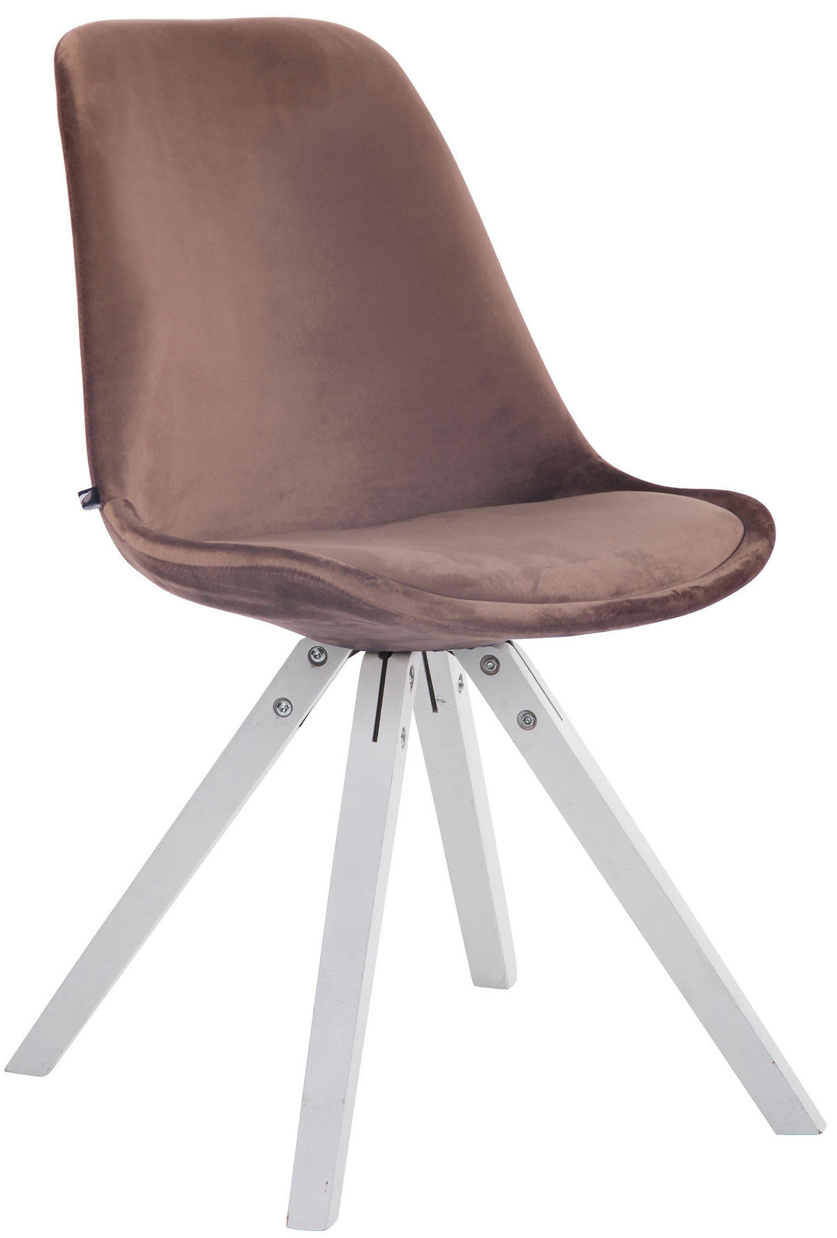 BESUCHERSTUHL Toulon Samt, Gestell Buchenholz Weiß Square Braun - Braun/Weiß, Holz/Buchenholz (48/83/56cm) - TPFLiving